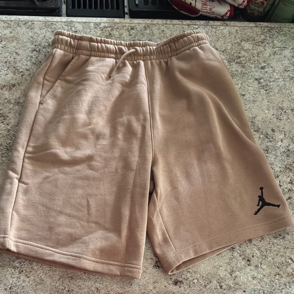 Boys Jordan Tan Athletic Shorts with Elastic Waistband
